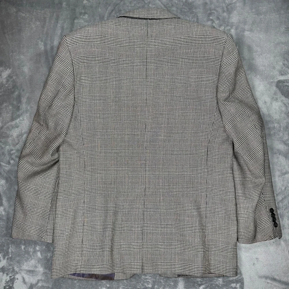 Alexander Julian Private Reserve Glen Plaid Wool Silk Linen Blazer 44L L7261-00
